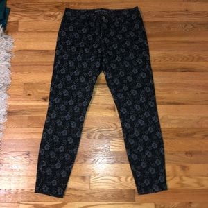 Banana Republic black floral skinny jeans